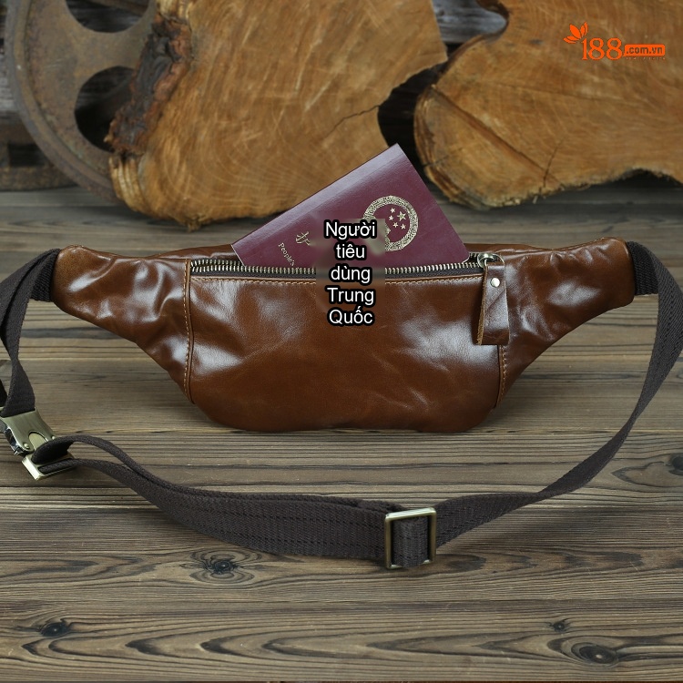 Túi Đeo Ngực/Bụng Nam Da Thật Da Bò Phong Cách Retro Màu Đen, Nâu chi tiết 32