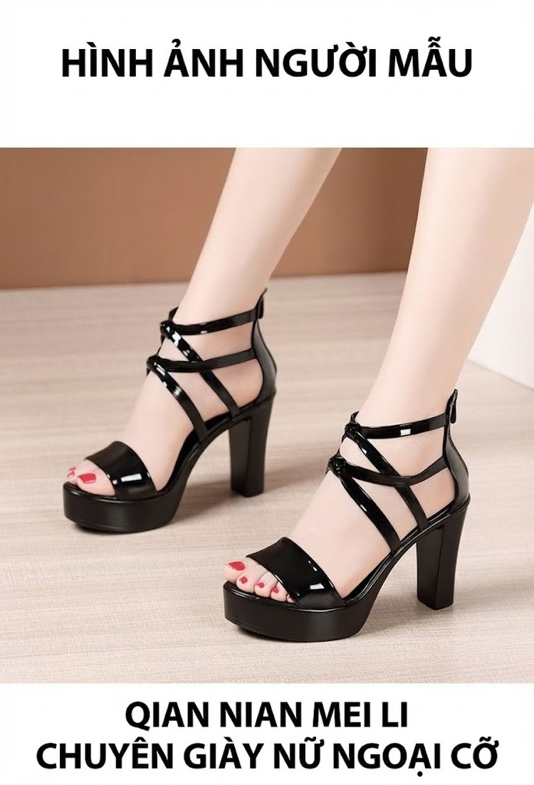 Giày Sandal Cao Gót Nữ Quai Hậu Hở Ngón Da Bóng Gót Cao 10cm Màu Đen, Trắng, Đỏ, Bạc... chi tiết 10