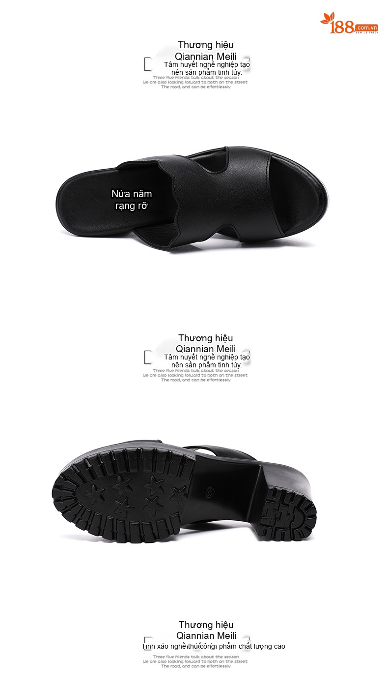 Giày Sandal Cao Gót Nữ Hở Ngón Quai Ngang Đế Xuồng Gót Cao 8cm Màu Đen, Trắng, Đỏ chi tiết 14