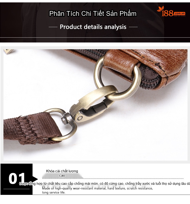 Túi Đeo Chéo Nam Da Bò Đựng Điện Thoại Đa Năng Màu Nâu chi tiết 11