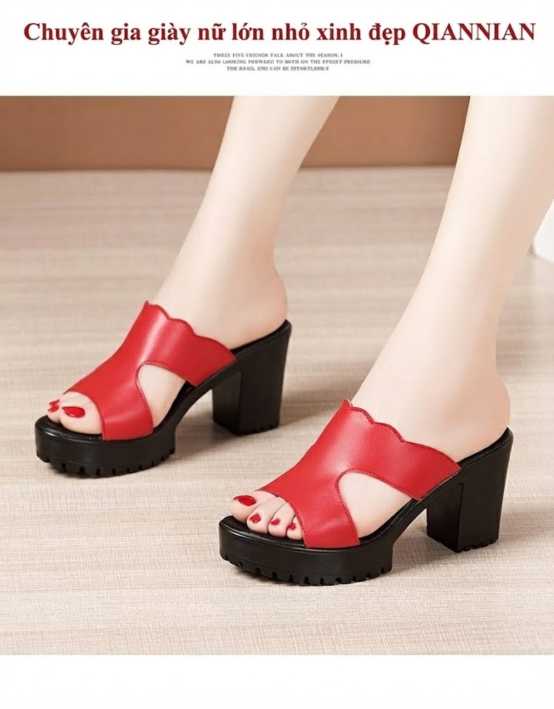 Giày Sandal Cao Gót Nữ Hở Ngón Quai Ngang Đế Xuồng Gót Cao 8cm Màu Đen, Trắng, Đỏ chi tiết 13