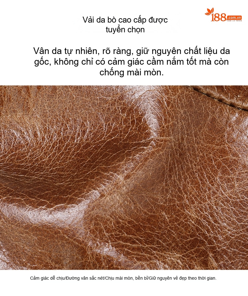 Túi Đeo Chéo Nam Da Bò Đựng Điện Thoại Đa Năng Màu Nâu chi tiết 3