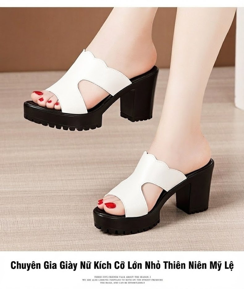 Giày Sandal Cao Gót Nữ Hở Ngón Quai Ngang Đế Xuồng Gót Cao 8cm Màu Đen, Trắng, Đỏ chi tiết 10