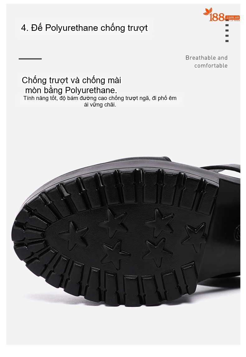 Giày Sandal Cao Gót Nữ Hở Ngón Quai Ngang Đế Xuồng Gót Cao 8cm Màu Đen, Trắng, Đỏ chi tiết 7
