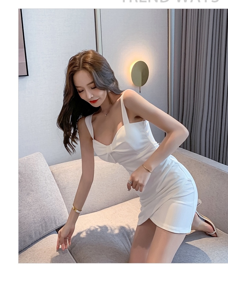 Váy Hai Dây Ôm Body Hở Ngực Xẻ Tà Màu Trắng, Hồng, Đen chi tiết 2