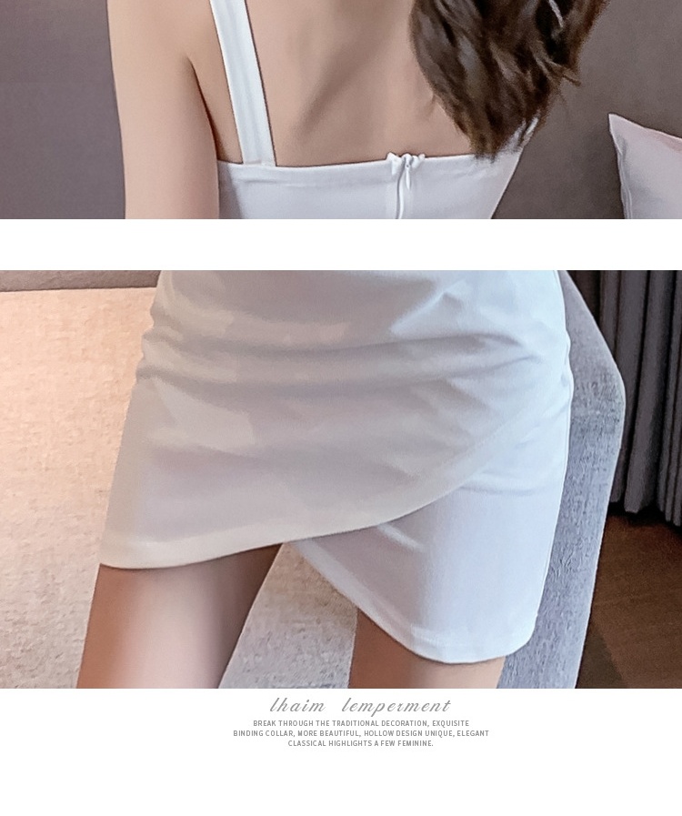 Váy Hai Dây Ôm Body Hở Ngực Xẻ Tà Màu Trắng, Hồng, Đen chi tiết 12