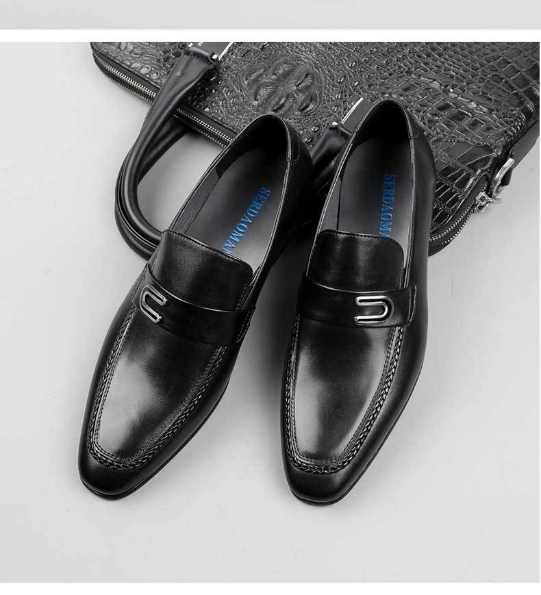 Giày Lười Nam Da Bóng Mũi Nhọn Chiều Cao Đế Khoảng 3cm Màu Đen, Nâu chi tiết 8