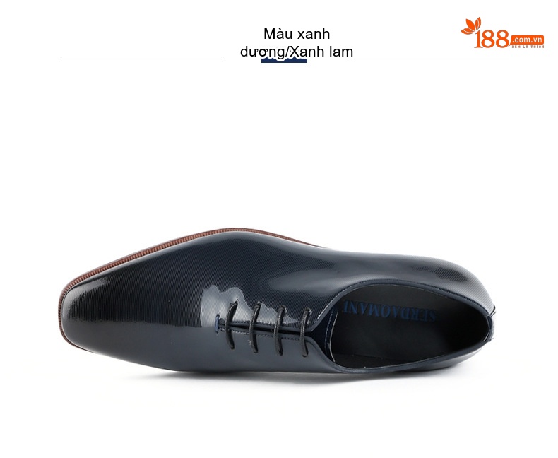 Giày Tây Buộc Dây Nam Da Bóng Chiều Cao Đế Khoảng 3cm Màu Đen, Xanh Navy chi tiết 4