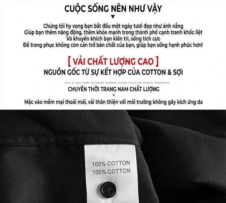 Áo Sơ Mi Nam Tay Ngắn Thêu Cành Cây Công Sở Hàng Ngày Thoải Mái Màu Đen, Trắng chi tiết 4