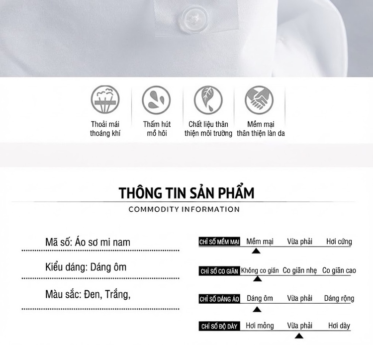 Áo Sơ Mi Nam Tay Ngắn Form Ôm Khuy Kim Loại Trang Trí Màu Đen, Trắng chi tiết 5