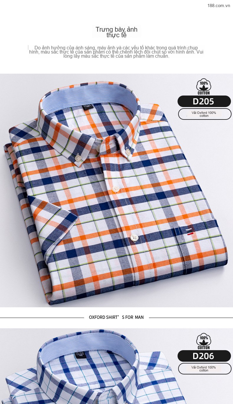 Áo Sơ Mi Tay Ngắn Nam Cotton Dáng Ôm Họa Tiết Kẻ Sọc Màu Xanh, Trắng, Nâu, Xám... chi tiết 9