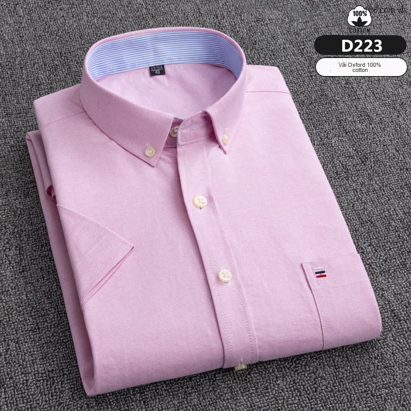Áo Sơ Mi Tay Ngắn Nam Cotton Dáng Ôm Họa Tiết Kẻ Sọc Màu Xanh, Trắng, Nâu, Xám...