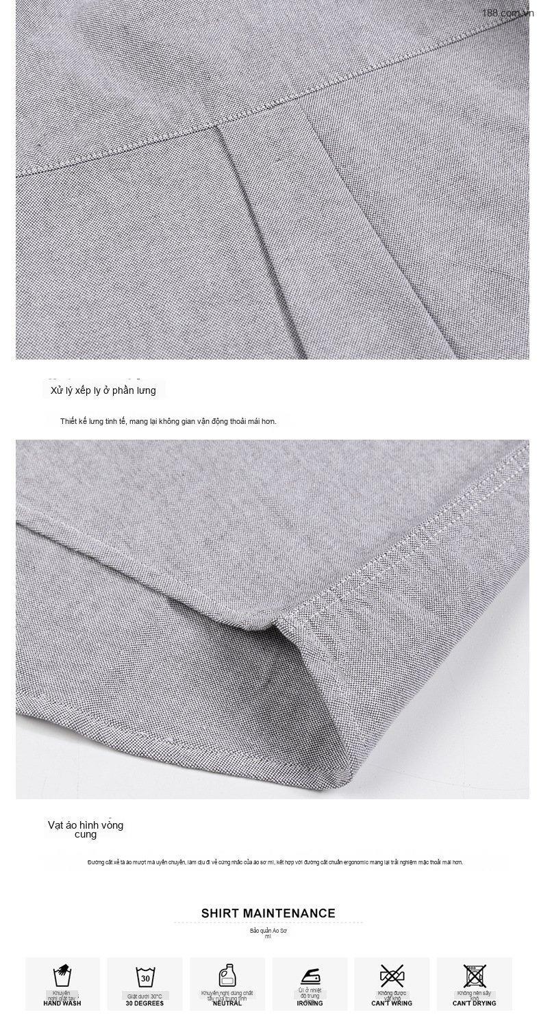 Áo Sơ Mi Tay Ngắn Nam Cotton Dáng Ôm Họa Tiết Kẻ Sọc Màu Xanh, Trắng, Nâu, Xám... chi tiết 8