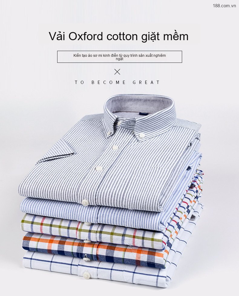 Áo Sơ Mi Tay Ngắn Nam Cotton Dáng Ôm Họa Tiết Kẻ Sọc Màu Xanh, Trắng, Nâu, Xám... chi tiết 1
