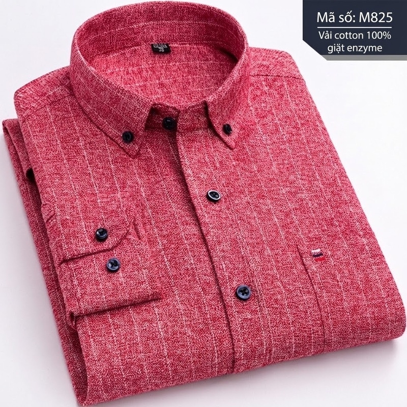 Áo Sơ Mi Tay Dài Nam Cotton Kẻ Caro Dáng Ôm Vừa Vặn Hàng Ngày Màu Xanh Navy, Đỏ, Vàng, Xám...