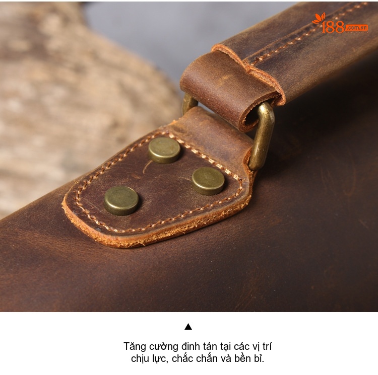 Túi Đeo Chéo Nam Da Bò Dáng Postman Cỡ 14 Inch Màu Nâu chi tiết 22