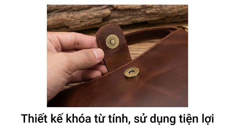 Túi Đeo Chéo Nam Da Bò Dáng Postman Cỡ 14 Inch Màu Nâu chi tiết 26