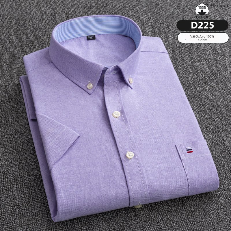 Áo Sơ Mi Tay Ngắn Nam Cotton Dáng Ôm Họa Tiết Kẻ Sọc Màu Xanh, Trắng, Nâu, Xám...