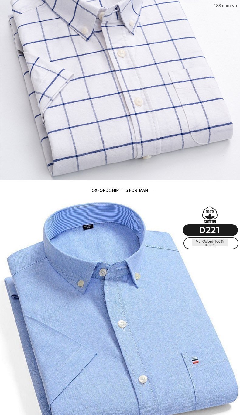 Áo Sơ Mi Tay Ngắn Nam Cotton Dáng Ôm Họa Tiết Kẻ Sọc Màu Xanh, Trắng, Nâu, Xám... chi tiết 15