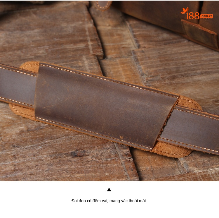 Túi Đeo Chéo Nam Da Bò Dáng Postman Cỡ 14 Inch Màu Nâu chi tiết 23