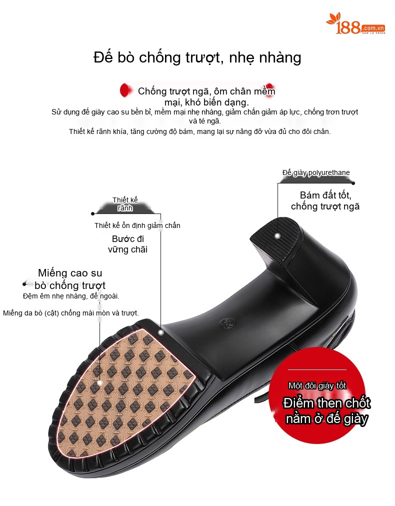 Giày Cao Gót Nữ Da Bò Quai Ngang Chiều Cao Đế Khoảng 8cm Màu Đen, Trắng, Bạc, Đỏ... chi tiết 4