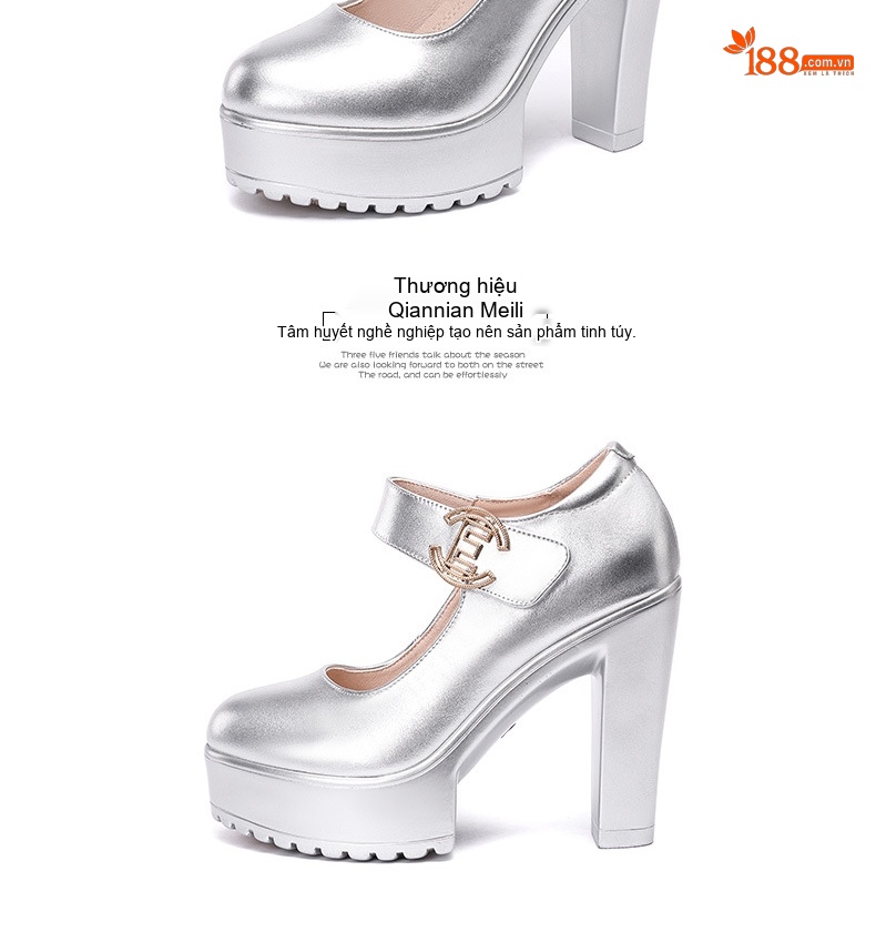 Giày Cao Gót Nữ Quai Ngang Da Bóng Chiều Cao Đế Khoảng 12cm Màu Bạc, Đỏ, Trắng... chi tiết 18