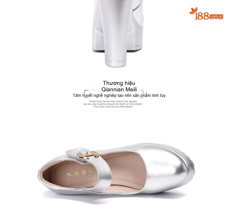 Giày Cao Gót Nữ Quai Ngang Da Bóng Chiều Cao Đế Khoảng 12cm Màu Bạc, Đỏ, Trắng... chi tiết 20