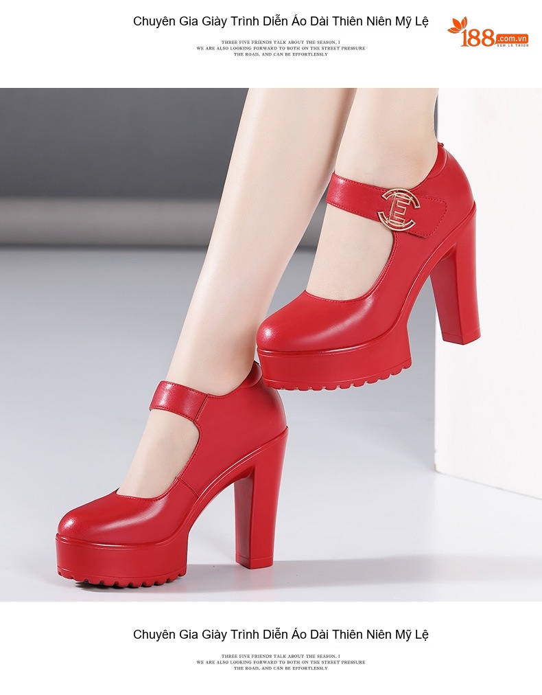 Giày Cao Gót Nữ Quai Ngang Da Bóng Chiều Cao Đế Khoảng 12cm Màu Bạc, Đỏ, Trắng... chi tiết 16
