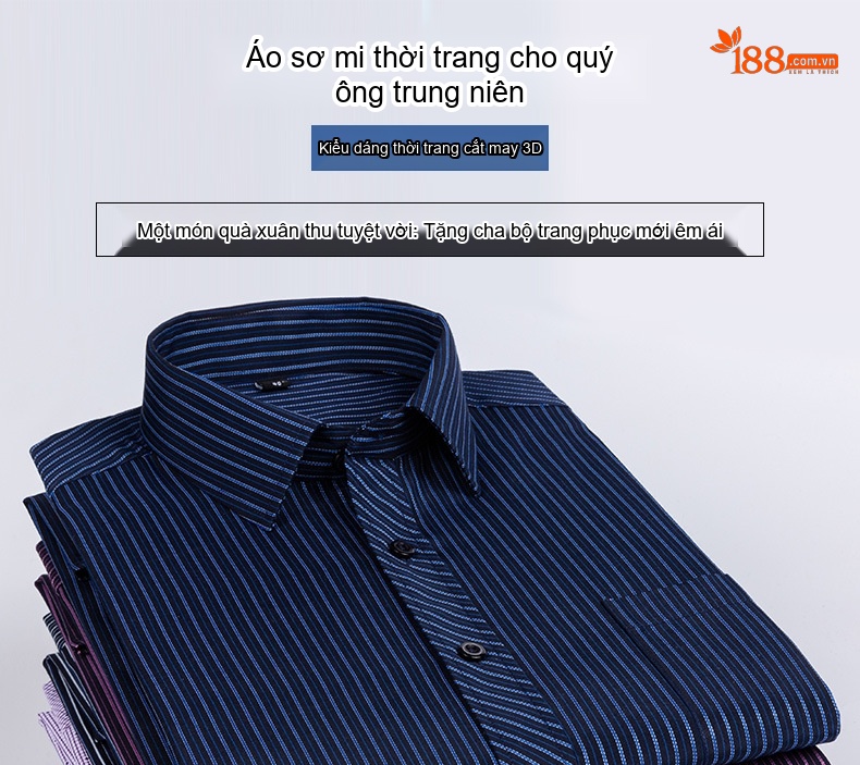 Áo Sơ Mi Dài Tay Nam Trung Niên Phong Cách Đô Thị Họa Tiết Kẻ Sọc Thoải Mái Màu Đen, Xám, Xanh, Tím... chi tiết 1
