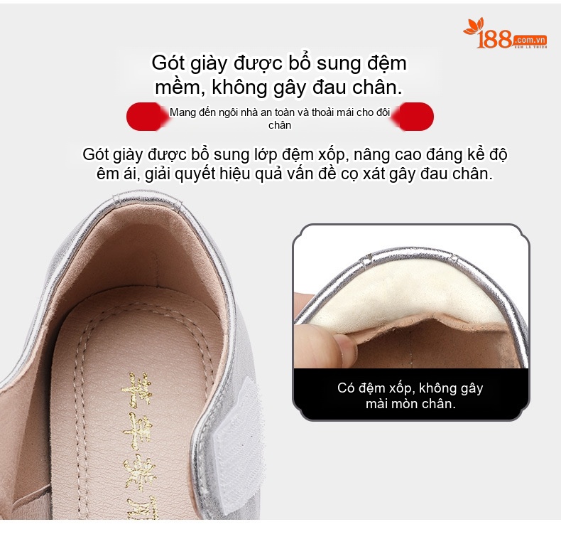 Giày Cao Gót Nữ Quai Ngang Da Bóng Chiều Cao Đế Khoảng 12cm Màu Bạc, Đỏ, Trắng... chi tiết 5
