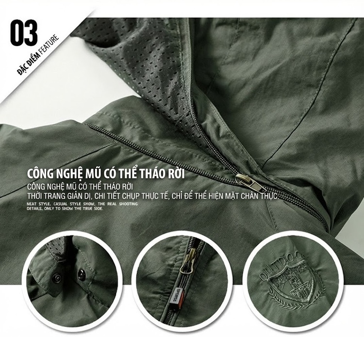 Áo Khoác Gió Nam Mỏng Nhẹ Dáng Rộng Có Mũ Trùm Đầu Phong Cách Thể Thao Màu Xanh Rêu, Xanh Navy, Be, Đen... chi tiết 9