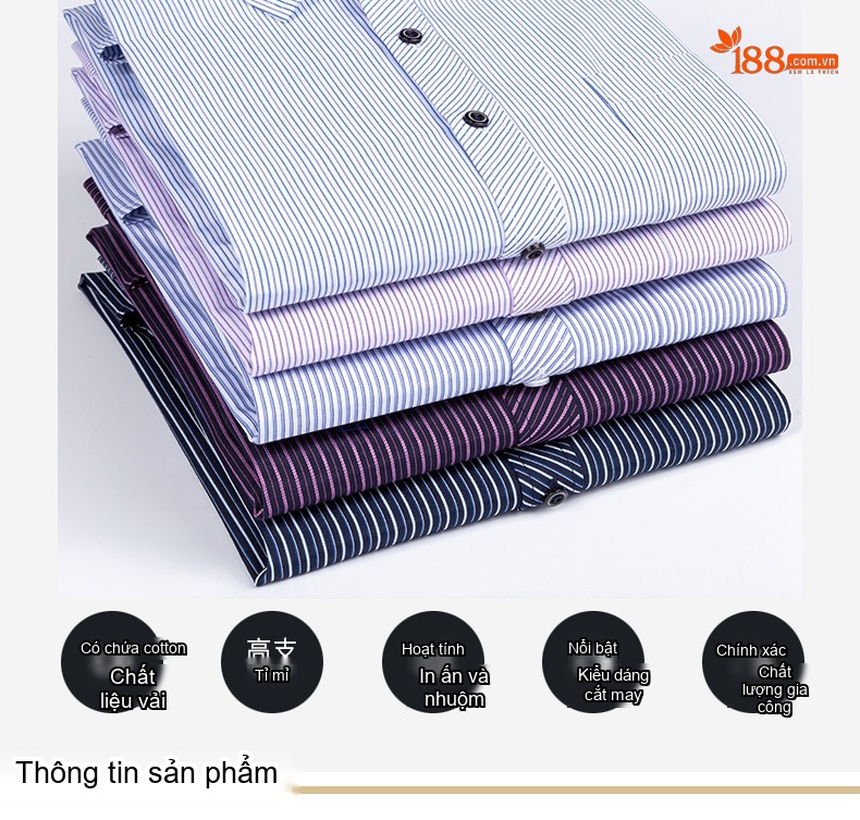 Áo Sơ Mi Dài Tay Nam Trung Niên Phong Cách Đô Thị Họa Tiết Kẻ Sọc Thoải Mái Màu Đen, Xám, Xanh, Tím... chi tiết 27