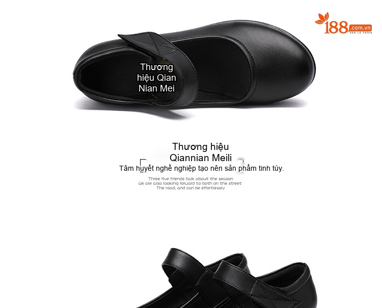 Giày Búp Bê Nữ Quai Dán Đế Xuồng Chiều Cao Đế Khoảng 6cm Màu Đen, Đỏ, Trắng chi tiết 20