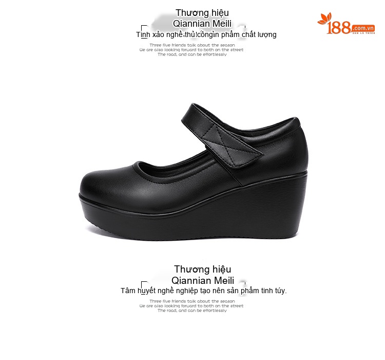 Giày Búp Bê Nữ Quai Dán Đế Xuồng Chiều Cao Đế Khoảng 6cm Màu Đen, Đỏ, Trắng chi tiết 19
