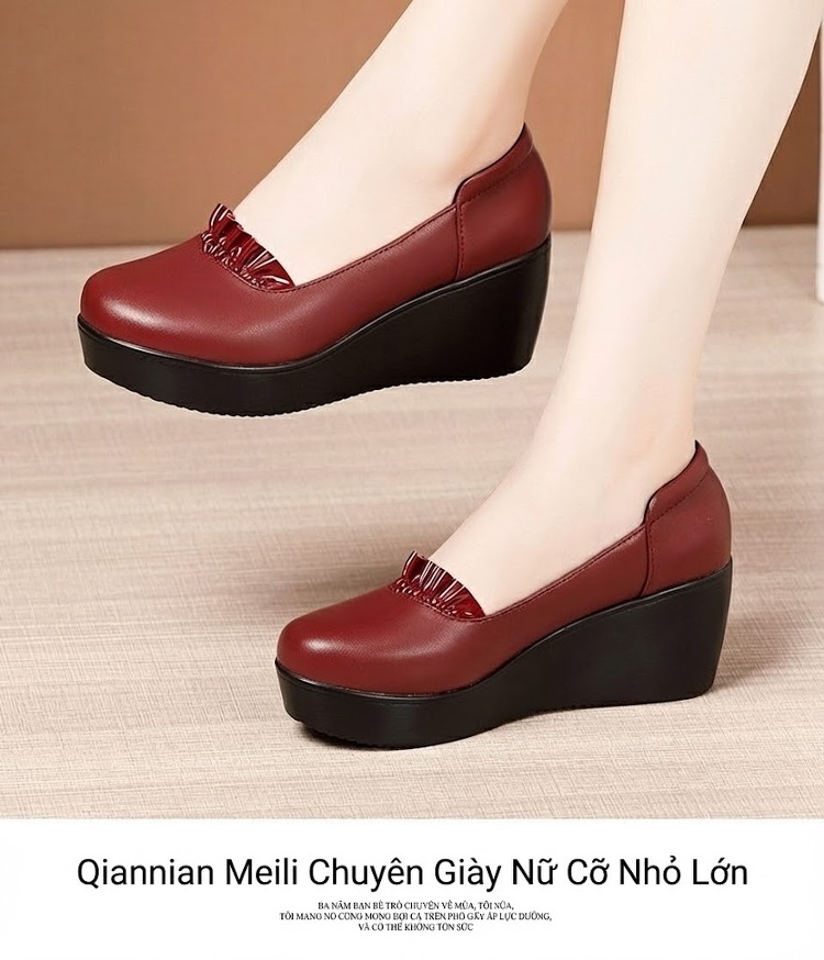 Giày Búp Bê Nữ Đế Xuồng Chiều Cao Đế Khoảng 4cm Da Bóng Màu Đen, Đỏ, Trắng... chi tiết 14