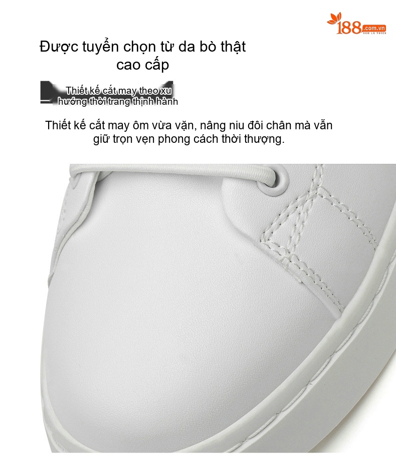 Giày Thể Thao Nam Da Bóng Thêu Ong Chiều Cao Đế Khoảng 3cm Màu Trắng, Đen chi tiết 5