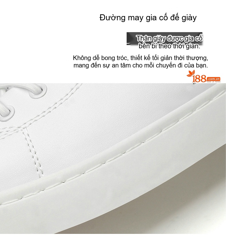 Giày Thể Thao Nam Da Bóng Thêu Ong Chiều Cao Đế Khoảng 3cm Màu Trắng, Đen chi tiết 8