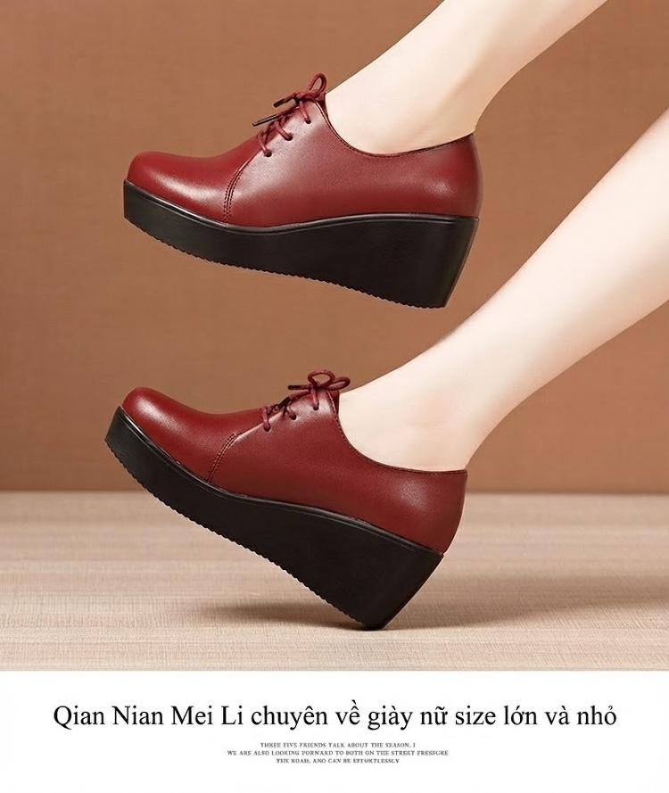 Giày Búp Bê Nữ Da Bóng Đế Xuồng Chiều Cao Đế Khoảng 5cm Màu Đen, Đỏ chi tiết 14
