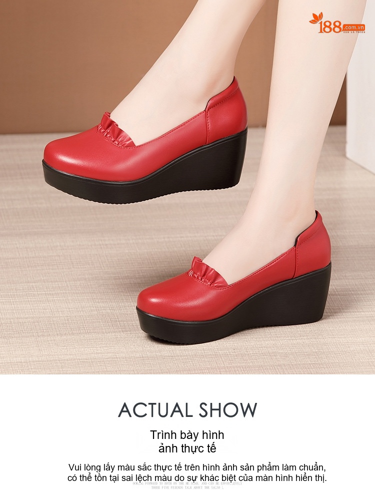 Giày Búp Bê Nữ Đế Xuồng Chiều Cao Đế Khoảng 4cm Da Bóng Màu Đen, Đỏ, Trắng... chi tiết 15