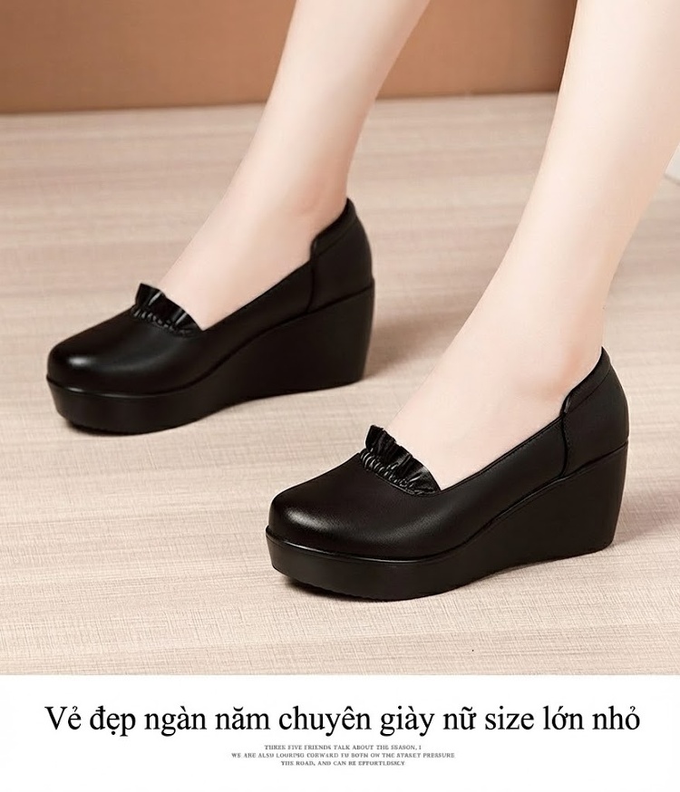 Giày Búp Bê Nữ Đế Xuồng Chiều Cao Đế Khoảng 4cm Da Bóng Màu Đen, Đỏ, Trắng... chi tiết 12