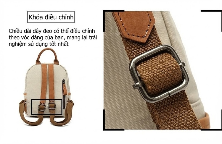 Túi Tote Vải Canvas Đeo Vai Nữ Quai Da Túi Mua Sắm Màu Nâu, Xám, Đen, Trắng... chi tiết 13