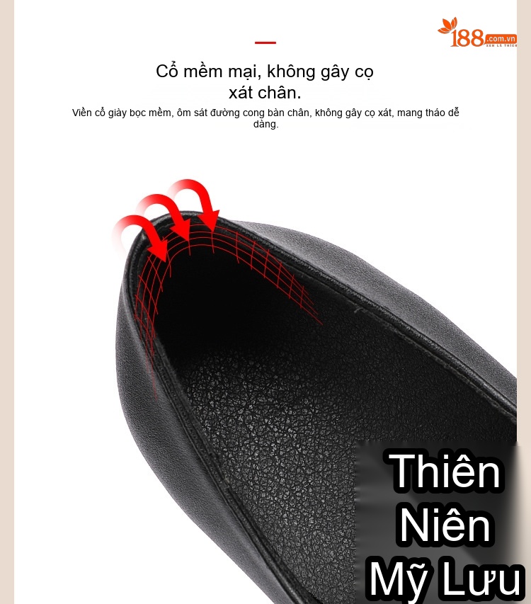 Giày Búp Bê Nữ Da Bóng Đế Xuồng Chiều Cao Đế Khoảng 5cm Màu Đen, Đỏ chi tiết 9