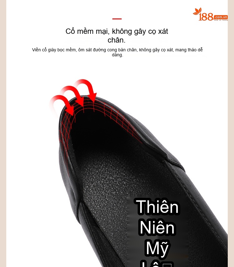 Giày Búp Bê Nữ Đế Xuồng Chiều Cao Đế Khoảng 4cm Da Bóng Màu Đen, Đỏ, Trắng... chi tiết 9