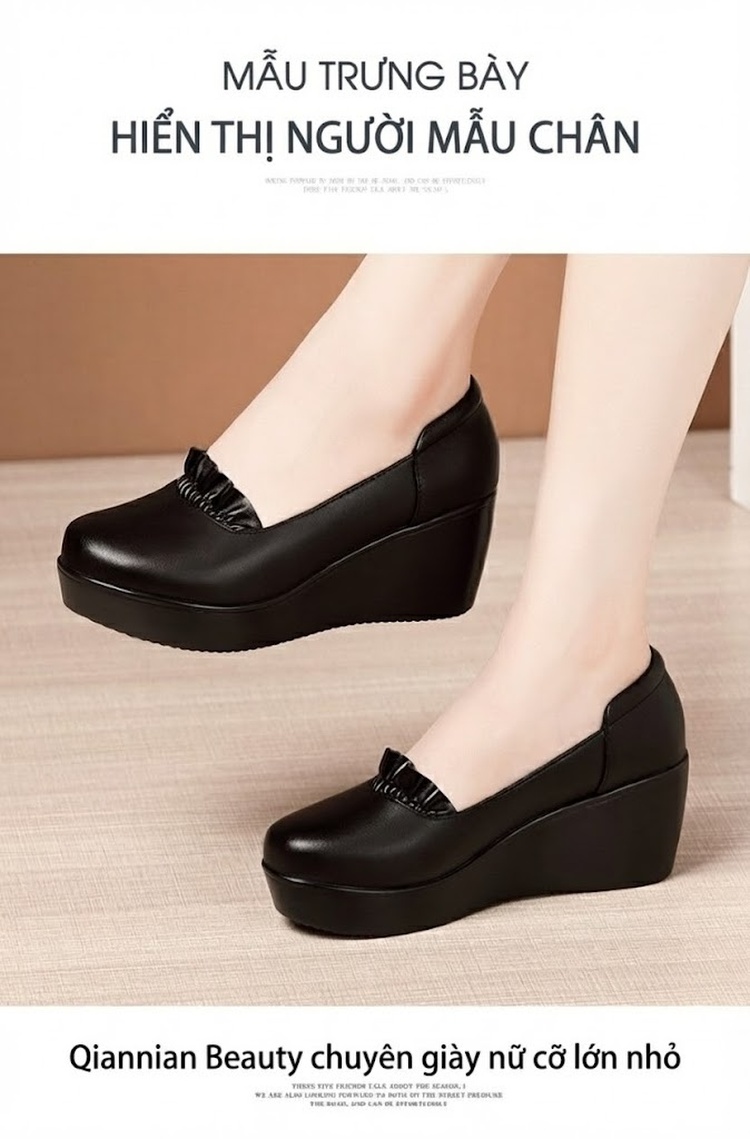 Giày Búp Bê Nữ Đế Xuồng Chiều Cao Đế Khoảng 4cm Da Bóng Màu Đen, Đỏ, Trắng... chi tiết 11