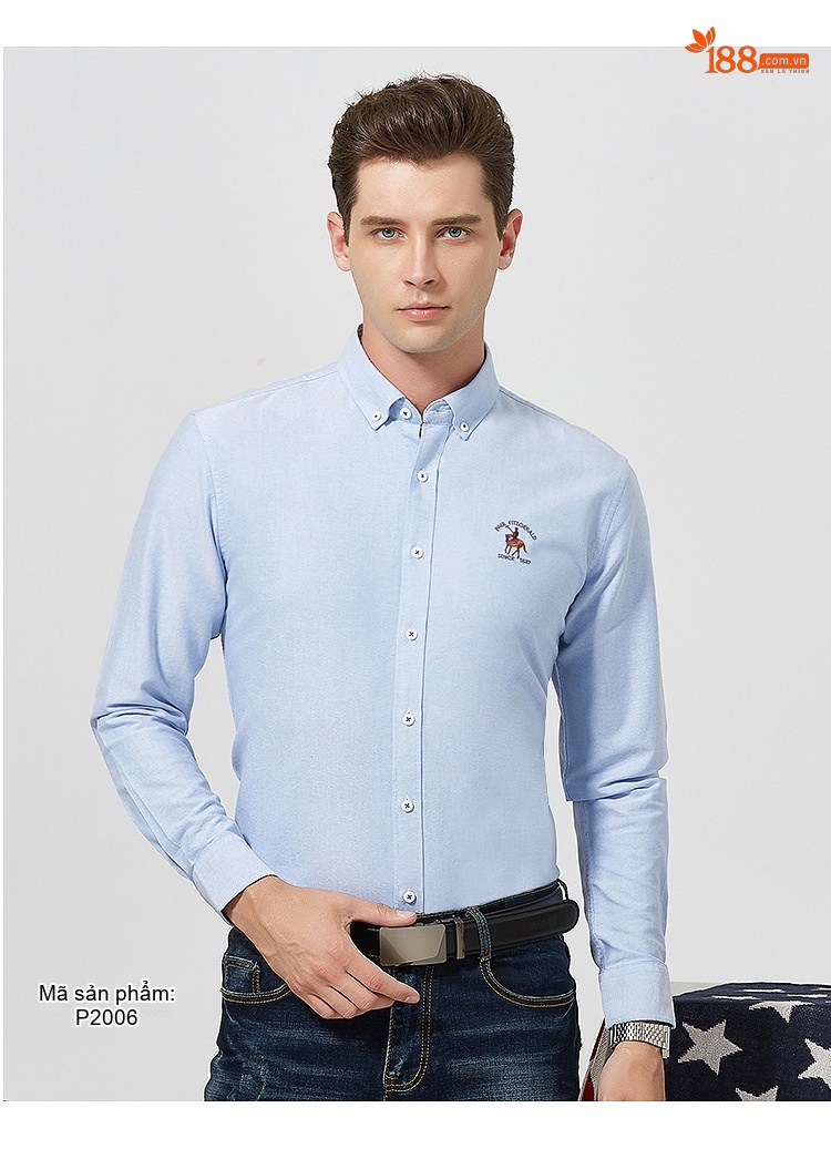 Áo Sơ Mi Tay Dài Nam Cotton Dáng Ôm Thời Trang Công Sở Màu Trắng, Xanh Dương, Hồng, Tím... chi tiết 18