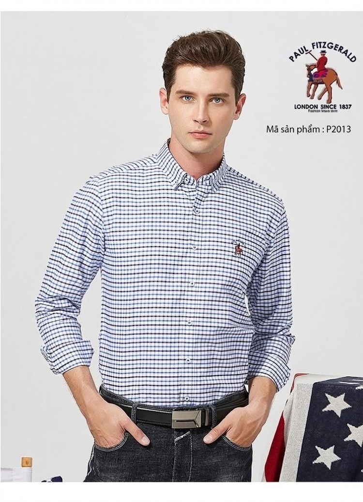 Áo Sơ Mi Tay Dài Nam Cotton Dáng Ôm Thời Trang Công Sở Màu Trắng, Xanh Dương, Hồng, Tím... chi tiết 14