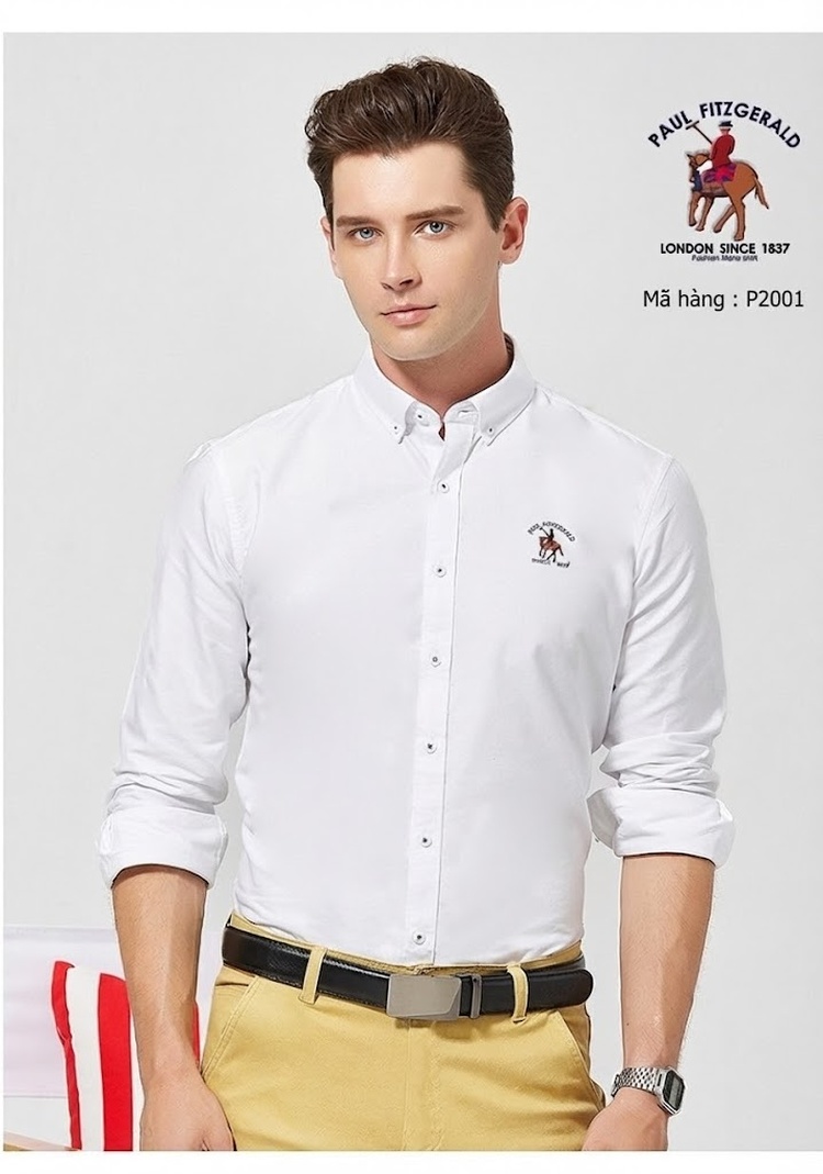 Áo Sơ Mi Tay Dài Nam Cotton Dáng Ôm Thời Trang Công Sở Màu Trắng, Xanh Dương, Hồng, Tím... chi tiết 17
