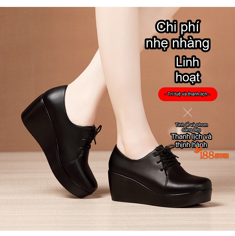 Giày Búp Bê Nữ Da Bóng Đế Xuồng Chiều Cao Đế Khoảng 5cm Màu Đen, Đỏ chi tiết 3