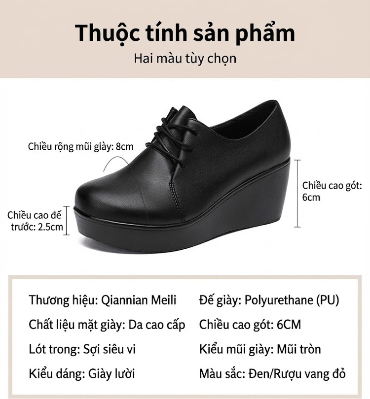 Giày Búp Bê Nữ Da Bóng Đế Xuồng Chiều Cao Đế Khoảng 5cm Màu Đen, Đỏ chi tiết 5