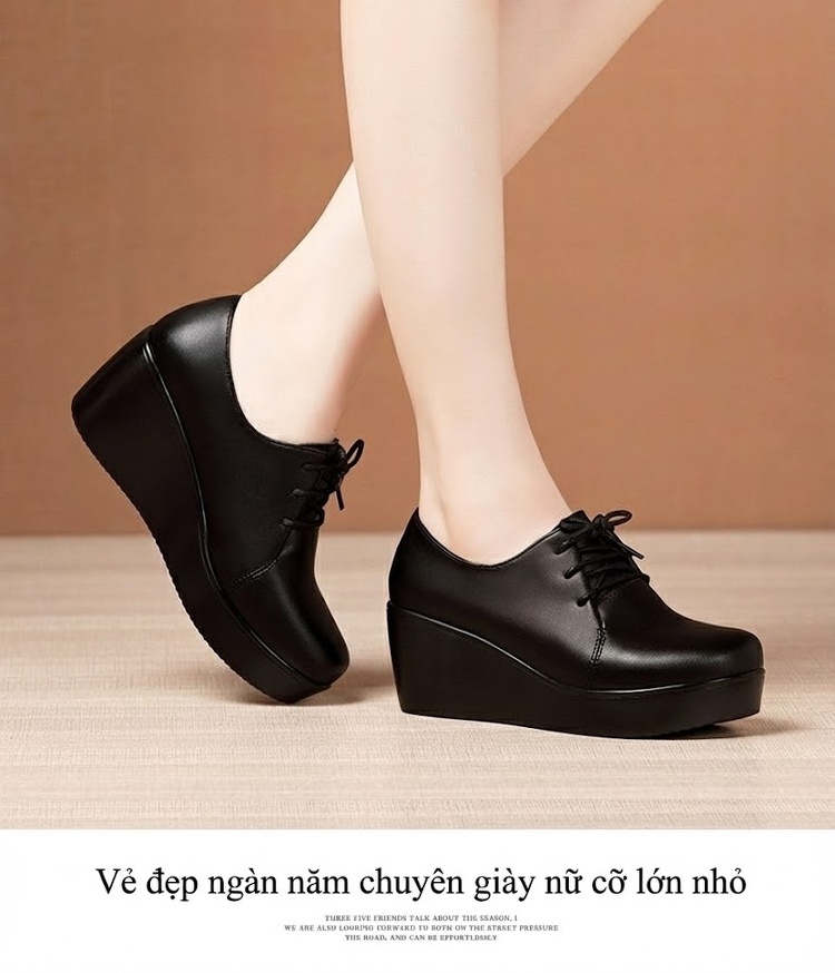 Giày Búp Bê Nữ Da Bóng Đế Xuồng Chiều Cao Đế Khoảng 5cm Màu Đen, Đỏ chi tiết 13